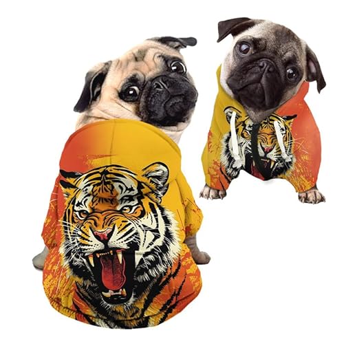 Kuiaobaty Kapuzenjacke mit Tiger-Aufdruck für kleine Hunde und Katzen, mit Tiger-Aufdruck Kuiaobaty Kapuzenjacke mit Tiger-Aufdruck für kleine Hunde und Katzen, mit Tiger-Aufdruck von Kuiaobaty