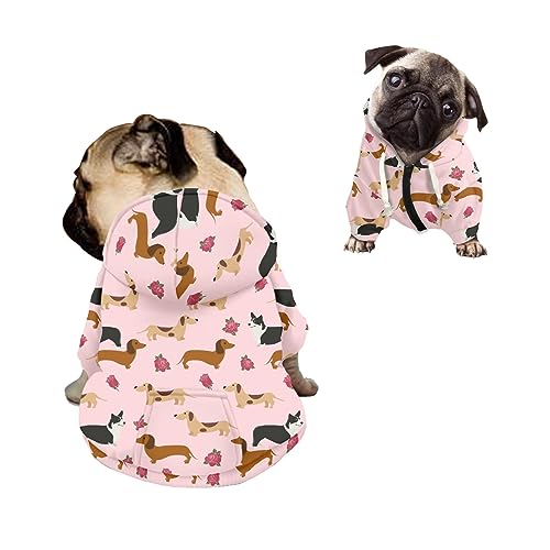 Kuiaobaty Kapuzenpullover für kleine Hunde, Cartoon-Dackel-Motiv, Cartoon-Welpen-Druck, Haustier-Sweatshirt, Pullover für mittelgroße Hunde Kuiaobaty Kapuzenpullover für kleine Hunde, Cartoon-Dackel-Motiv, Cartoon-Welpen-Druck, Haustier-Sweatshirt, Pullover für mittelgroße Hunde von Kuiaobaty