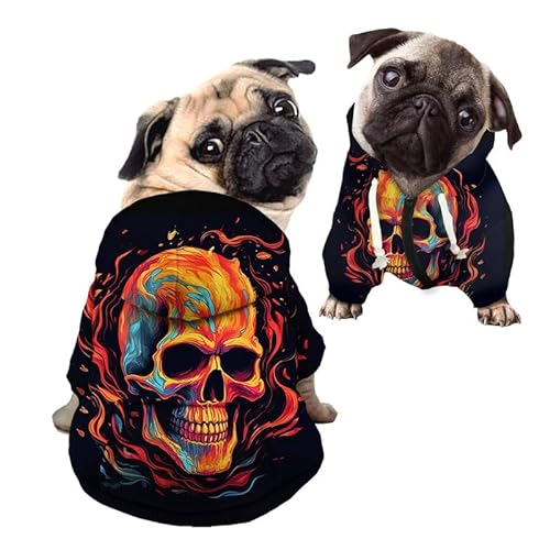 Kuiaobaty Kapuzenpullover mit Totenkopf-Motiv, Pullover für kleine Hunde und Katzen, schwarzes Hunde-Sweatshirt, Welpen-Hunde-Kapuzenmantel von Kuiaobaty