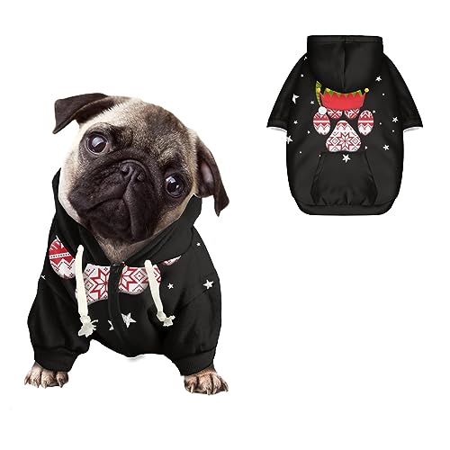 Kuiaobaty Lässiger Weihnachtspullover für Hunde, bequemes Hunde-Kapuzen-Sweatshirt, Weihnachtskostüm, Welpenoutfits, dehnbare Haustierjacke, Pullover mit Hut von Kuiaobaty