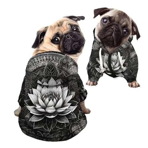 Kuiaobaty Lotus Hunde-Kapuzenpullover mit Blumenmuster, lässig, weich, Skizzen, Malerei, bequem, für Herbst und Winter, dehnbare Haustierjacke, Pullover mit Mütze, Größe S Kuiaobaty Lotus Hunde-Kapuzenpullover mit Blumenmuster, lässig, weich, Skizzen, Malerei, bequem, für Herbst und Winter, dehnbare Haustierjacke, Pullover mit Mütze, Größe S von Kuiaobaty