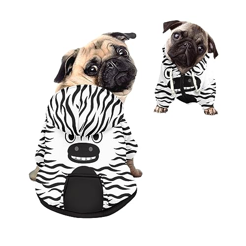 Kuiaobaty Lustiger Zebra-Kapuzenpullover für Hunde, Reißverschluss, bequemes Welpen-Sweatshirt mit Hut, Hunde-Sweatshirt für kleine und mittelgroße Hunde von Kuiaobaty