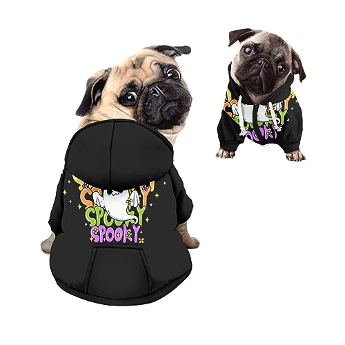 Kuiaobaty Niedlicher Geist Druck Hund Pullover Hoodie Welpen Haustiere Kleidung, Spaß Halloween Kleine Hund Hoodies Playwear Sweatshirt für Hunde Katzen von Kuiaobaty