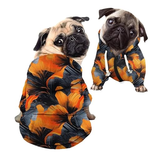 Kuiaobaty Paint Leaf Print Hund Pullover Hoodie Welpen Haustiere Kleidung, Orange Blätter Malerei Hund Hoodies Stretchy Playwear für Hunde Katzen von Kuiaobaty