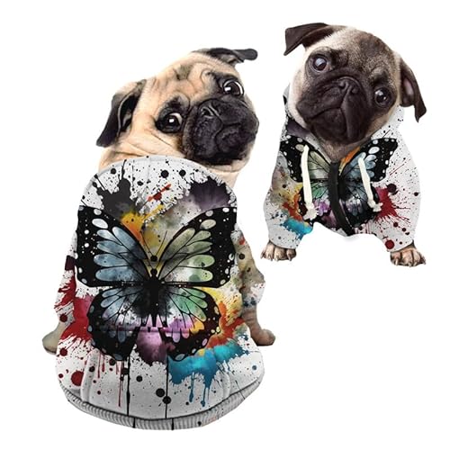 Kuiaobaty Splash Schmetterling Hund Sweatshirt für kleine Hunde Katzen Haustiere Hoodies, Farbspritzer Warm Herbst Hoody Outdoor Hundekleidung Pullover von Kuiaobaty