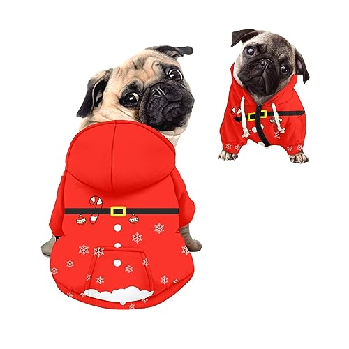 Kuiaobaty Weihnachten Weihnachtsmann Kleine Hund Kleidung Outfit, Haustier Weihnachtskostüm Hund Hoodie Rot Haustier Sweatshirt für Mittlere Hunde von Kuiaobaty