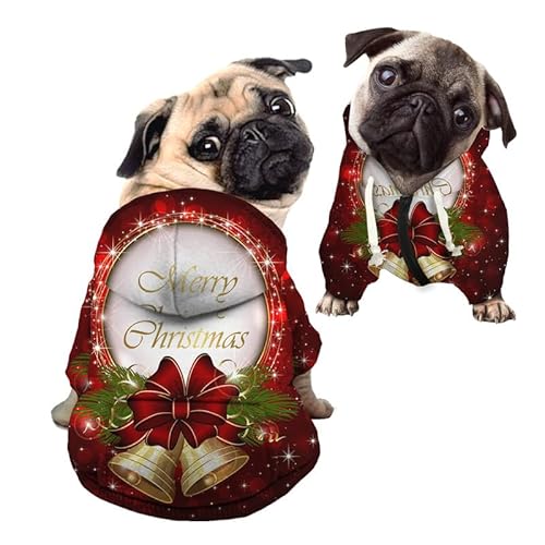 Kuiaobaty Weihnachtskostüm Outfit Welpe Hund Hoodie Doggy Shirt Kleidung Outfits, Rot Xmas Hund Pullover Atmungsaktiv Outdoor Pullover für Haustiere von Kuiaobaty