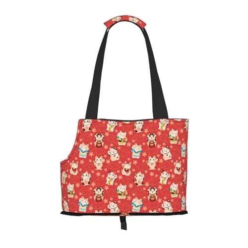 Kuilepa Hundetragetasche mit japanischem Maneki-Katzen-Aufdruck, weiche Seiten, Haustier-Tragetasche mit Taschen, tragbare mittelgroße Hunde, Welpen, große Katzen, Reisehandtasche für Wandern, Reisen Kuilepa Hundetragetasche mit japanischem Maneki-Katzen-Aufdruck, weiche Seiten, Haustier-Tragetasche mit Taschen, tragbare mittelgroße Hunde, Welpen, große Katzen, Reisehandtasche für Wandern, Reisen von Kuilepa