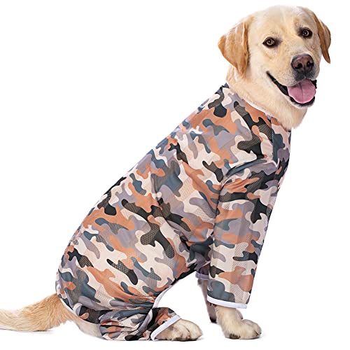 Hunde-Overall verhindert Ausfallen von Haaren, Hunde-Einteiler, Operationen, Erholungsanzug, Anti-Lecken, Pyjama für große Hunde für große nach Operationen, Sommer (GTX02-grün Camouflage-#30) von Kukaster Pet