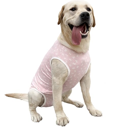 Kukaster Pet Hundebody Nach Op Kastration Hündin Rüde Wundschutzanzüge für Hund, Reißverschluss-Design für Haarausfall, Allergien, Rasur, Rosa Weiß XL von Kukaster Pet