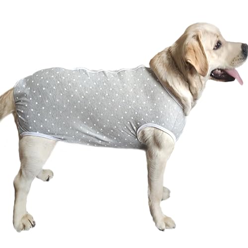 Kukaster Pet Hundebody Nach Op Kastration Hündin Rüde Wundschutzanzüge für Hund, Reißverschluss-Design für Haarausfall, Allergien, Rasur Grau Weiß 3XL von Kukaster Pet