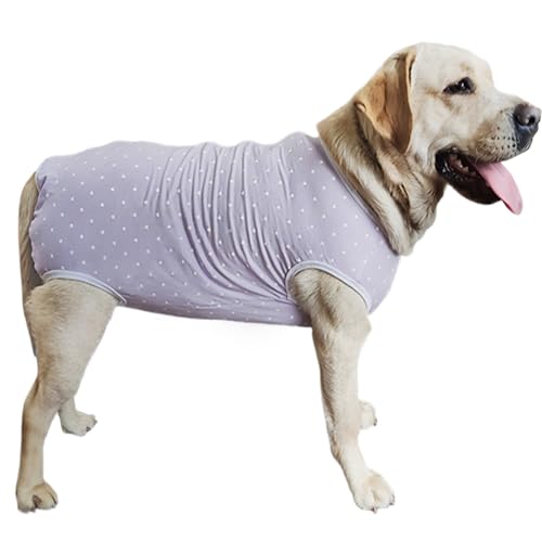 Kukaster Pet Hundebody Nach Op Kastration Hündin Rüde Wundschutzanzüge für Hund, Reißverschluss-Design für Haarausfall, Allergien, Rasur Lila Weiß 4XL von Kukaster Pet