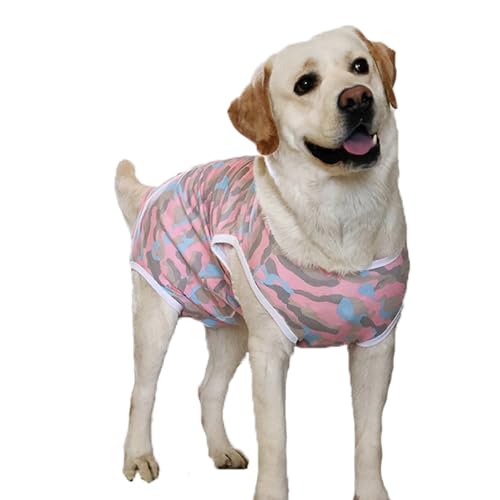 Kukaster Pet Hundebody Nach Op Kastration Hündin Rüde Wundschutzanzüge für Hund Reißverschluss-Design für Haarausfall Allergien Rasur Rosa Tarnung 3XL von Kukaster Pet