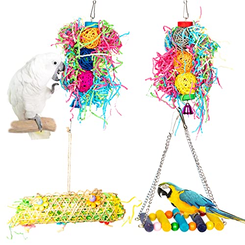 Vogelhäcksler für Papageien, Spielzeug, buntes Vogelkauspielzeug, Futtersuche, Spielzeug für Papageien, Käfigzubehör, zum Aufhängen, Wellensittiche, 4 Stück (NWJ001-lila-4 Stück) von Kukaster Pet