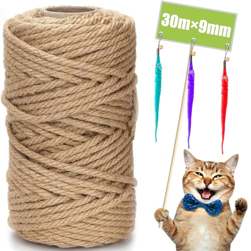 Sisalseil für Kratzbaum, 9MM X 30M Natur Sisalseil, Sisal Kratzbaum Schnur inkl. 3 Katzenspielzeug, Kratzbaum Sisal Seil für Katzen, Kratzbaum, Kratzseil, Haushalt, DIY, Garten, Dekoration von Kulamo