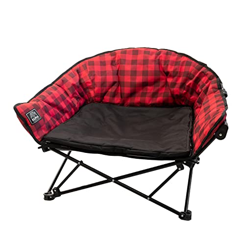 Kuma Outdoor Gear Lazy Bear Hundebett mit Tragetasche, ultimatives tragbares Luxus-Outdoor-Hundebett für Camping, Glamping & Outdoor-Abenteuer (Rot/Schwarz) von Kuma Outdoor Gear