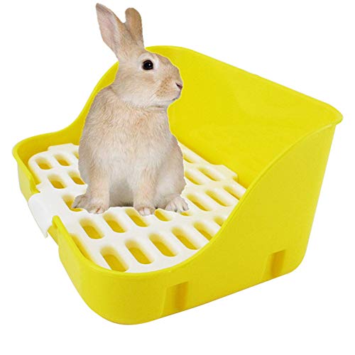 Haustier Kleine Ratte WC Quadratische TöPfchen Trainer Ecke Wurf BettwäSche Box Pet Pan FüR Kleintiere/Kaninchen/Meerschwein/Frettchen Yellow von KunLS