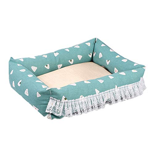 Hunde Bett Deluxe Haustierbett Hundebetten Summer Breathable Ice Pad HundehüTte Prinzessin Spitzennest Hund Liefert Matte Matte Small,Blue von KunLS