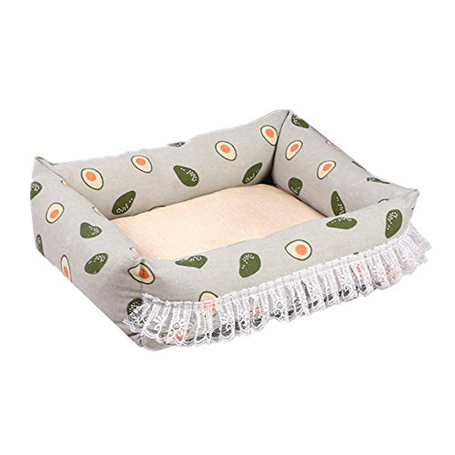 Hunde Bett Deluxe Haustierbett Hundebetten Summer Breathable Ice Pad HundehüTte Prinzessin Spitzennest Hund Liefert Matte Matte Small,Green von KunLS