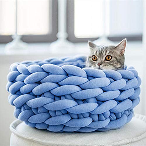 Hundebett Hundehöhle Kleine Hunde Haustierhöhle Luxus Hundebett Kätzchenbett Haustier-Innenhaus Kleines Katzenbett Hund Schlafsofa 40cm,Blue von KunLS