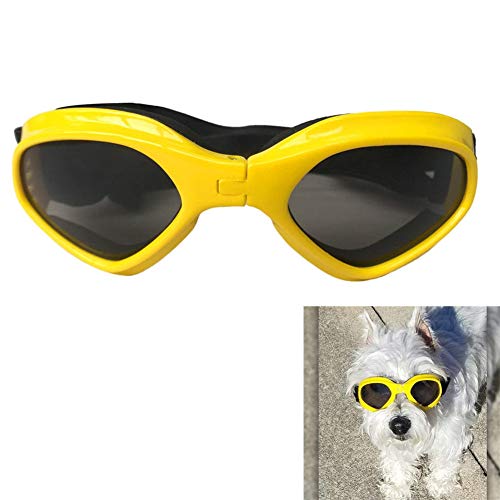 Hundebrille Augenschutzbrille Sonnenschutz Hund Hunde Sonnenbrille Hundebrille Für Kleine Hundebrille Augenschutz wasserdichte Hundebrille Welpen Sonnenbrille Yellow von KunLS