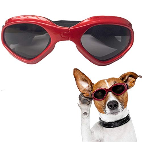 Hundebrille Augenschutzbrille Sonnenschutz Hund Hunde Sonnenbrille Hundebrille Für Kleine Hundebrille Augenschutz wasserdichte Hundebrille Welpen Sonnenbrille red von KunLS