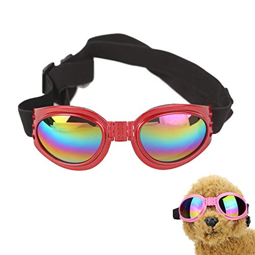 Hundebrille Faltbare Hundesonnenbrille Brille Hund Hunde Sonnenbrille Hundebrille Augenschutz Sonnenschutz Hund Hundebrille Für Kleine Hunde wasserdichte Hundebrille red von KunLS