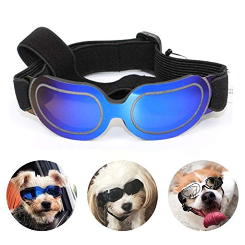 Hundebrille Hunde Sonnenbrille wasserdichte Hundebrille Sonnenschutz Hund Faltbare Hundesonnenbrille Gläser Für Katzen UV-Brille Für Hund Hundebrille Für Kleine Hunde Blue von KunLS