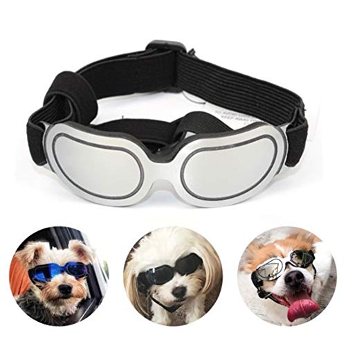 Hundebrille Hunde Sonnenbrille wasserdichte Hundebrille Sonnenschutz Hund Faltbare Hundesonnenbrille Gläser Für Katzen UV-Brille Für Hund Hundebrille Für Kleine Hunde White von KunLS