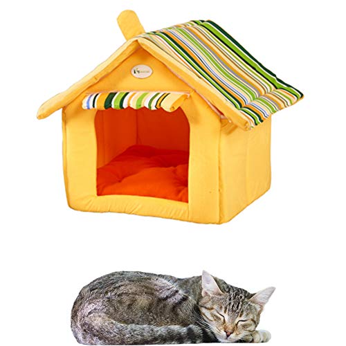 Hundehöhle Katzen Kuschelhöhle Katzenkissen Hundekörbchen Hundebett Abwaschbar Hundebett Kleine Hunde Haustierbetten Für Katzen Günstige Hundebetten Haustier-Innenhaus Yellow,l von KunLS