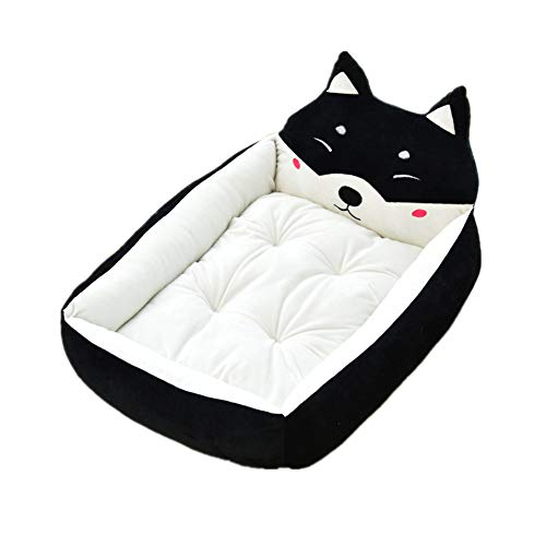 Katze Kissen Hunde Bett Hundesofa Deluxe Haustierbett Flauschig Und Bequem Cartoon Haustierhaus Warmes Haustiernest 50,Black von KunLS