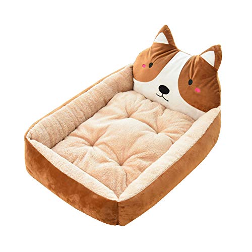 Katze Kissen Hunde Bett Hundesofa Deluxe Haustierbett Flauschig Und Bequem Cartoon Haustierhaus Warmes Haustiernest 50,Coffee von KunLS