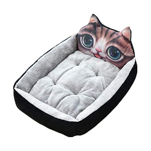 Katze Kissen Hunde Bett Hundesofa Deluxe Haustierbett Flauschig Und Bequem Cartoon Haustierhaus Warmes Haustiernest 60,Grey Black von KunLS