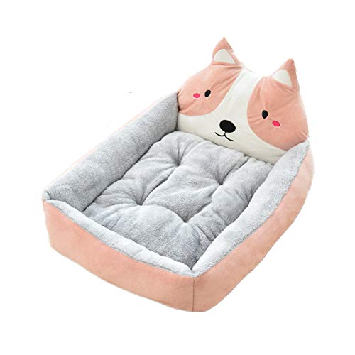 Katze Kissen Hunde Bett Hundesofa Deluxe Haustierbett Flauschig Und Bequem Cartoon Haustierhaus Warmes Haustiernest 60,pink von KunLS