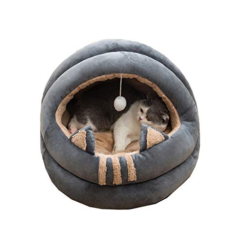 Katze Kissen Hundebetten Katzenkissen Atmungsaktiv Halbgeschlossener Zwinger Katzenschlafsack Vier Jahreszeiten Komfortabe 50,Grey von KunLS