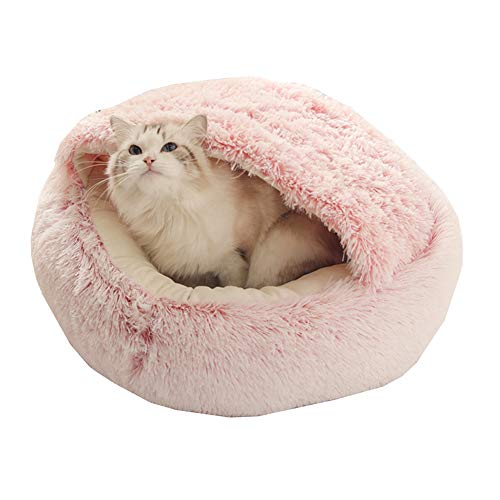 Katzen Bettchen Hunter Hundebett HundeköRbchen SchöN Sanft Warm Halten Katzennest Runder Katzenstreu Im HalbpackVerschleißFest Und rutschfest Katzen Bettchen 40X40,pink Plush von KunLS