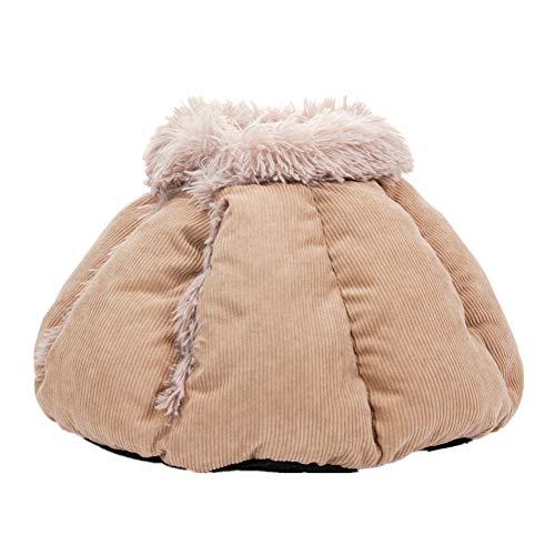 KunLS Hundebetten Sanft Katzenschlafsack Flauschig Deluxe Haustierbett Hundekissen Halbgeschlossen Katzenschlafplatz PlüSch Warm Halten Hundekorb L,Brown von KunLS