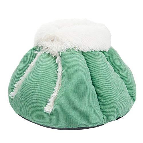 KunLS Hundebetten Sanft Katzenschlafsack Flauschig Deluxe Haustierbett Hundekissen Halbgeschlossen Katzenschlafplatz PlüSch Warm Halten Hundekorb L,Green von KunLS