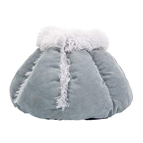 KunLS Hundebetten Sanft Katzenschlafsack Flauschig Deluxe Haustierbett Hundekissen Halbgeschlossen Katzenschlafplatz PlüSch Warm Halten Hundekorb L,Grey von KunLS