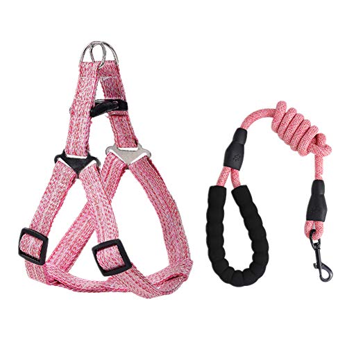 Laufleine FüR Hunde Hundeleine Leder Haustier Brust RüCken Traktionsseil Set Verstellbare Hundeleine Leine Hund 30,pink von KunLS