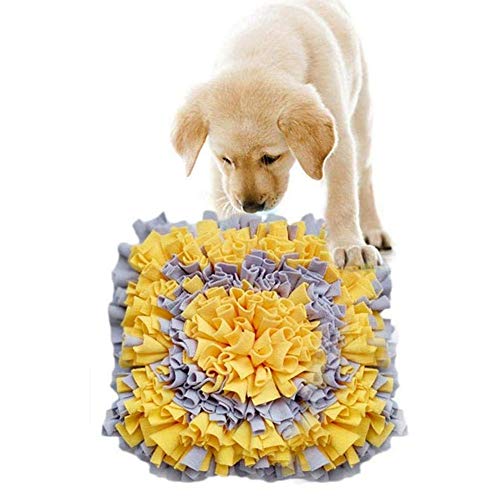 SchnüFfelteppich Puzzle HundebeschäFtigung Intelligenzspielzeug FüR Hunde Slow Food Stress Abbauen Haustierunterlage Gray Yellow von KunLS