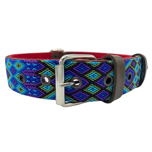 Kunalini - Hundehalsband aus Leder - Oaxaca (Blau) (36-46 cm (M)) von Kunalini