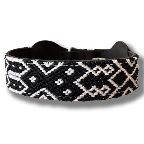 Kunalini - Hundehalsband aus veganem Leder - Coco (Schwarz/Weiß) (43-53 cm (L)) von Kunalini