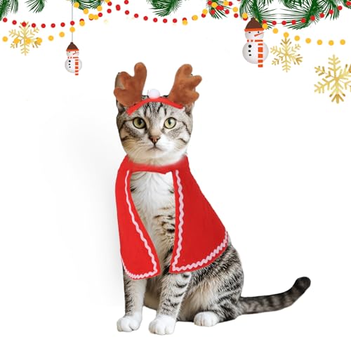 Hunde Weihnachtskostüm, Weihnachten Haustier Kostüme Mit Hundemütze Und Mantel, Katzen Weihnachtskostüm Für Weihnachten Geschenke, Hundebekleidung & Zubehör Katze Zubehör Medium Größe von Kungfu Mall