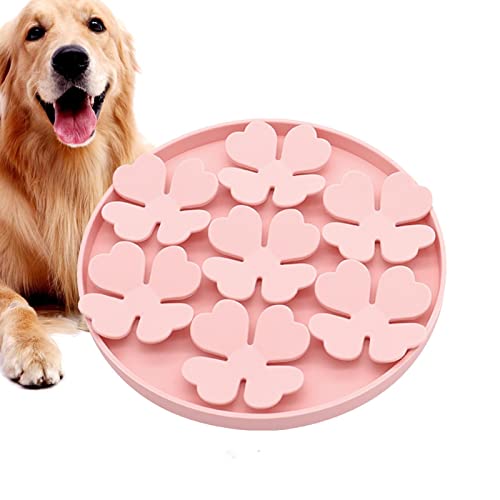 Kunio Silikon-Hundefuttermatte mit Saugfunktion,Saugnapf-Erdnussbutter-Leckkissen für Hunde - Erhöhter Hunde-Puzzlenapf im Blumen-Design zur Linderung von Langeweile, Leckereien am Boden von Kunio