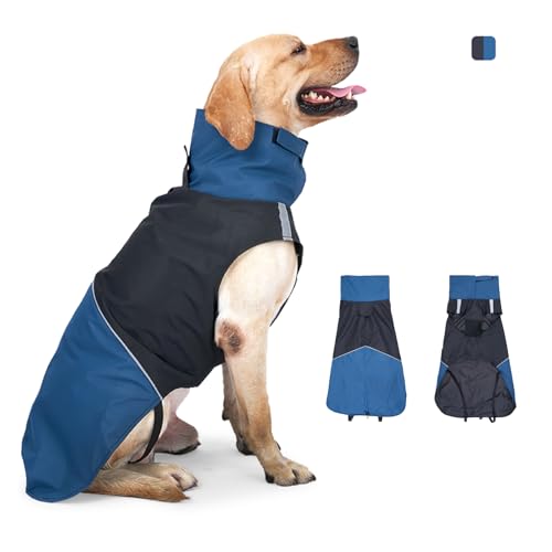 KunpengZen Hunter Hundemantel, Hundemantel Wasserdicht Sicheren Reflexstreifen und Verstellbarem Brustriemen, Regenjacke Hund mit Loch für Hundeleine, Outdoor Hunde Mantel für Kleine Mittlere Hunde von KunpengZen