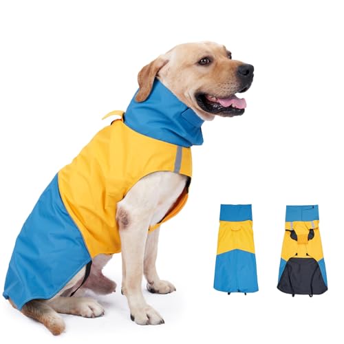 KunpengZen Hunter Hundemantel, Hundemantel Wasserdicht Sicheren Reflexstreifen und Verstellbarem Brustriemen, Regenjacke Hund mit Loch für Hundeleine, Outdoor Hunde Mantel für Kleine Mittlere Hunde von KunpengZen