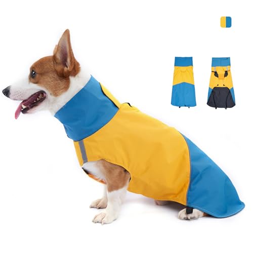 KunpengZen Hunter Hundemantel, Hundemantel Wasserdicht Sicheren Reflexstreifen und Verstellbarem Brustriemen, Regenjacke Hund mit Loch für Hundeleine, Outdoor Hunde Mantel für Kleine Mittlere Hunde von KunpengZen