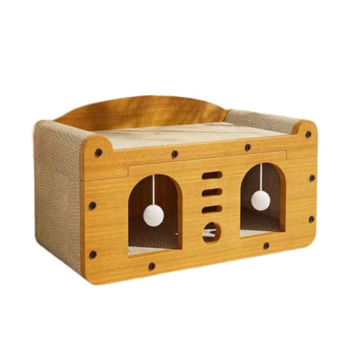 Kuntesetty Cat Scratcher House Sturdy Hideaway Cardboard Cat House with Teasing Ball for Small Medium Large Cats Resting Kuntesetty Cat Scratcher House Sturdy Hideaway Cardboard Cat House with Teasing Ball for Small Medium Large Cats Resting von Kuntesetty