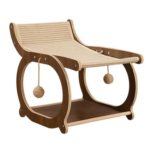 Kuntesetty Sisal-Loungesessel für Katzen, erhöhtes Bett, interaktives Spielzeug, Kratzbaum aus Holz für den Innenbereich, Braun Kuntesetty Sisal-Loungesessel für Katzen, erhöhtes Bett, interaktives Spielzeug, Kratzbaum aus Holz für den Innenbereich, Braun von Kuntesetty